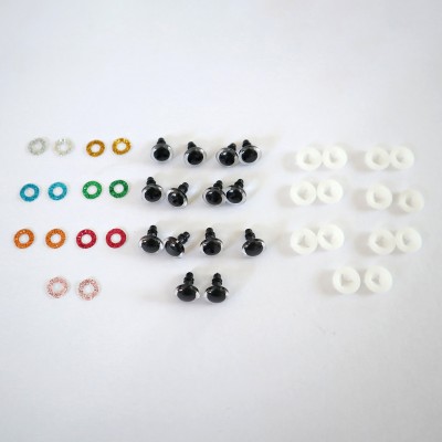 Lot de 7 paires de yeux de sécurité colorés 12 mm